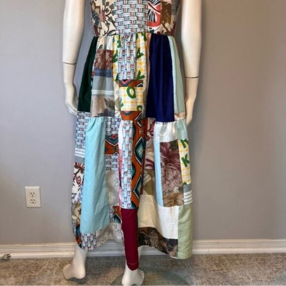 Hand Crafted Patchwork Tiered Sundress with Shoulder Straps Size Medium - Picture 6 of 12